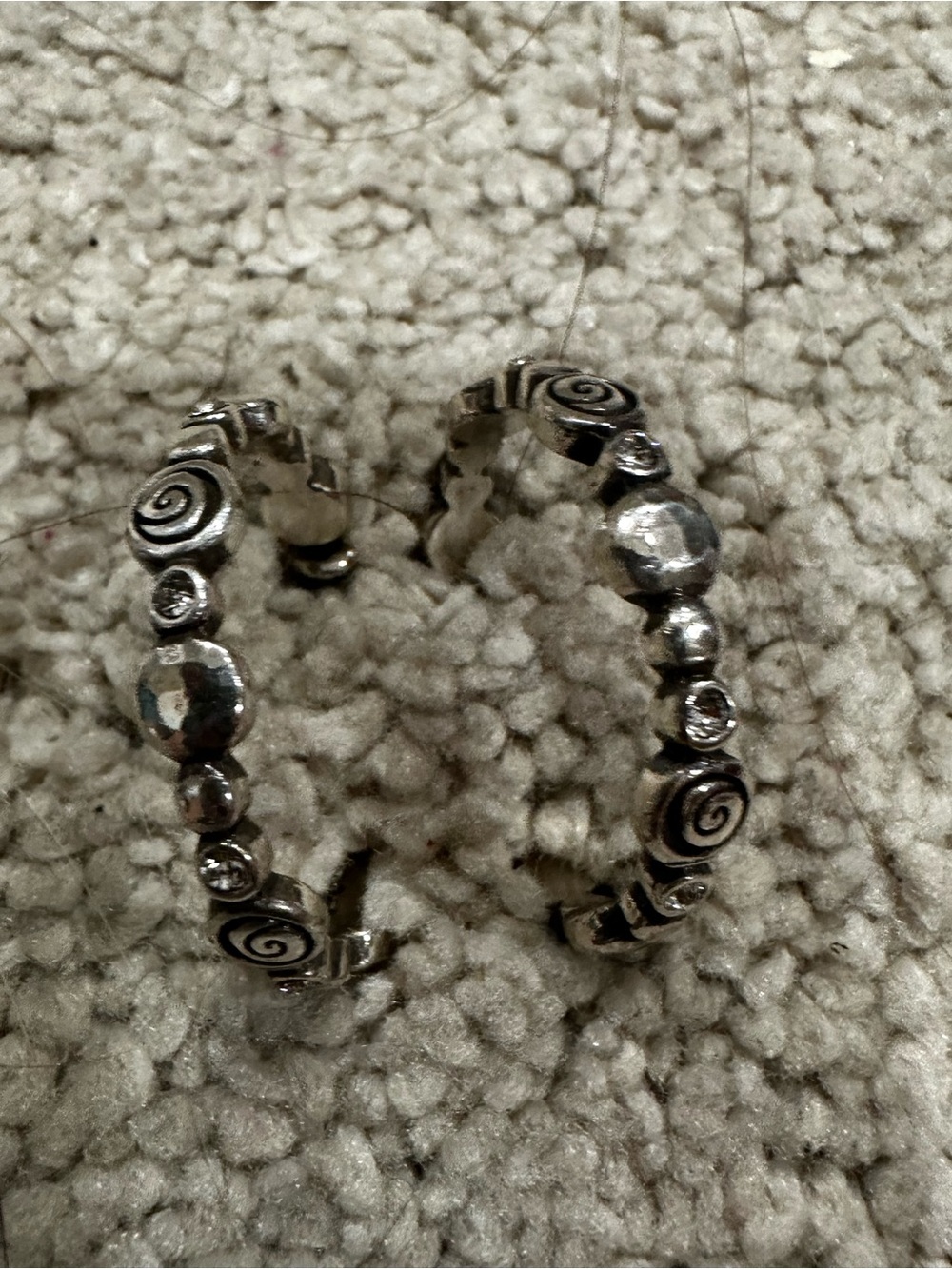 Brighton Silver-Tone Spiral & Faceted Bead Hoop Earrings